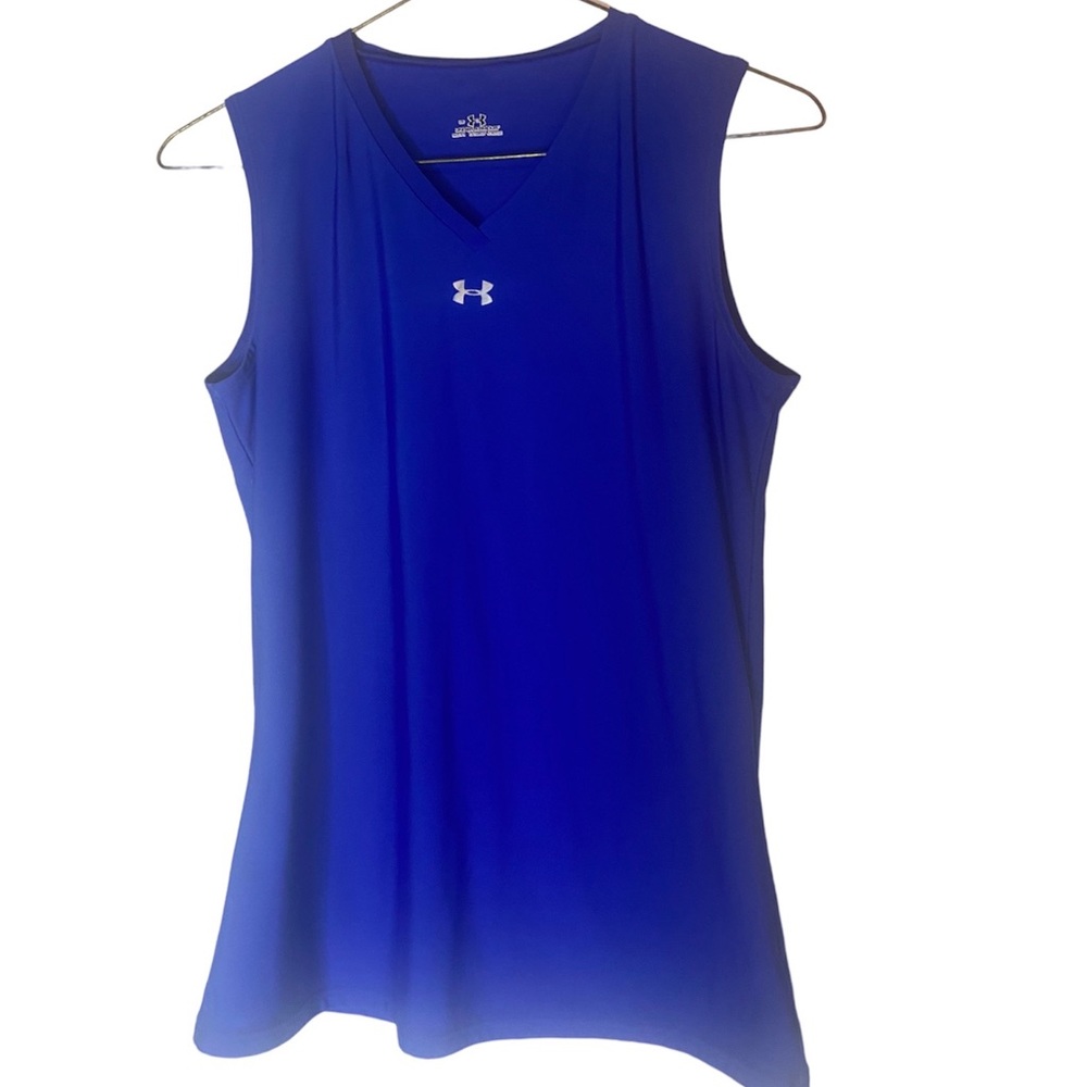 Under Armour blue sleeveless base tank athletic vneck big boys shirt large